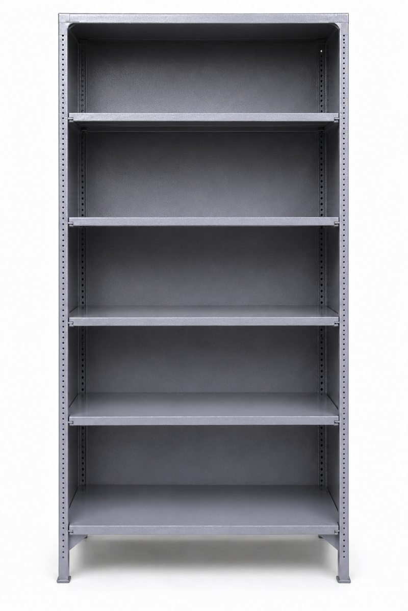 Heavy-Duty Steel Open Bookcase with 5 Adjustable Shelves