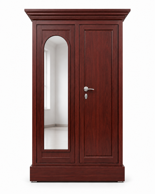 Premium Double Door Steel Wardrobe with Arched Dressing Mirror