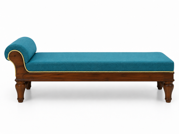 Premium Solid Wood Upholstered Divan Cot with Fabric Cushion