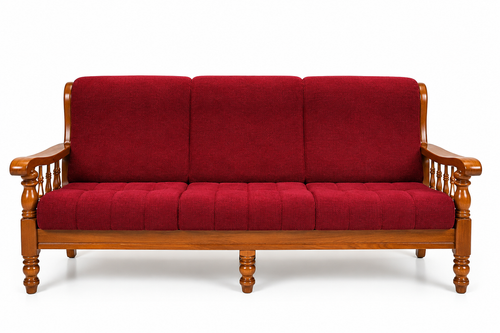 Premium Solid Wood 3-Seater Fabric Sofa