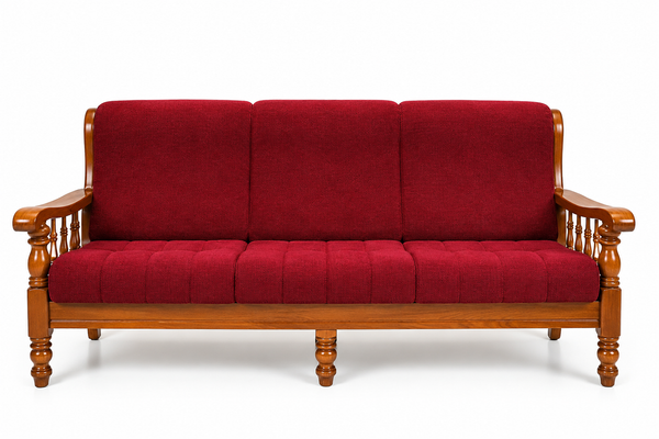 Premium Solid Wood 3-Seater Fabric Sofa